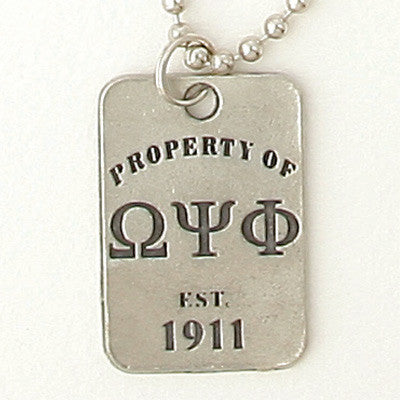 Omega Psi Phi Military Dog Tag Necklace Crest
