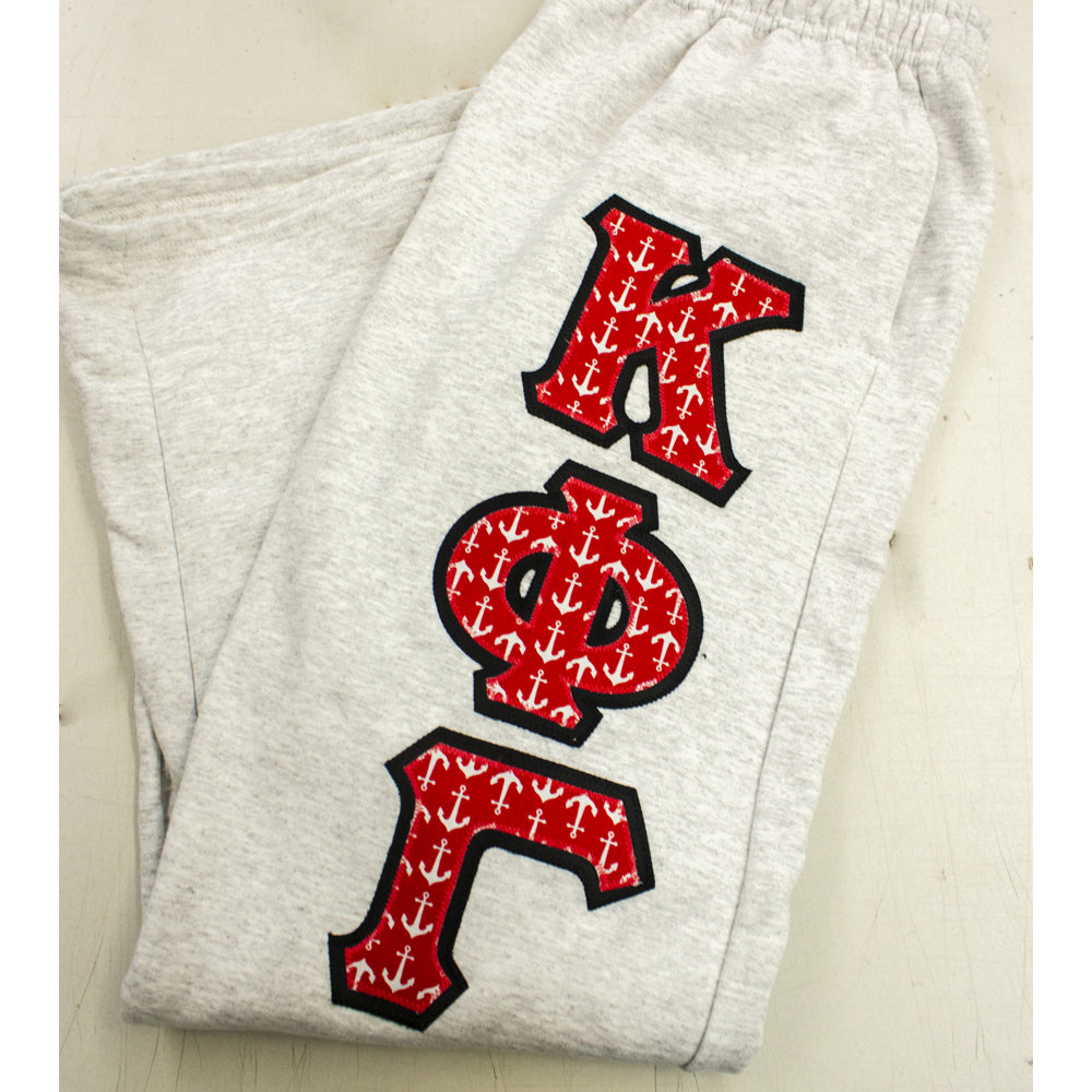 Greek Sweatpants, Vertical Letters - TWILL