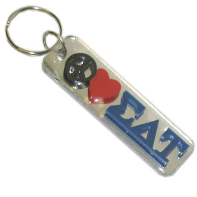 Sigma Delta Tau Peace Love Keychain - Craftique cqPLKC