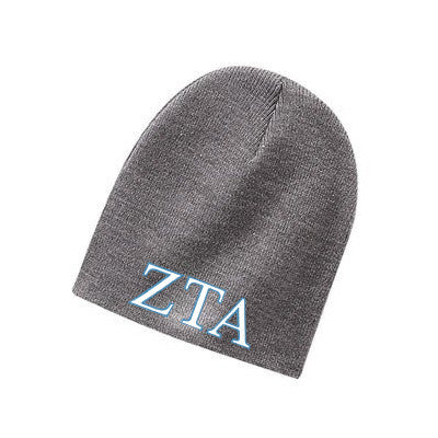 Zeta Tau Alpha Knit Beanie, 2-Color Greek Letters - 1500 - EMB